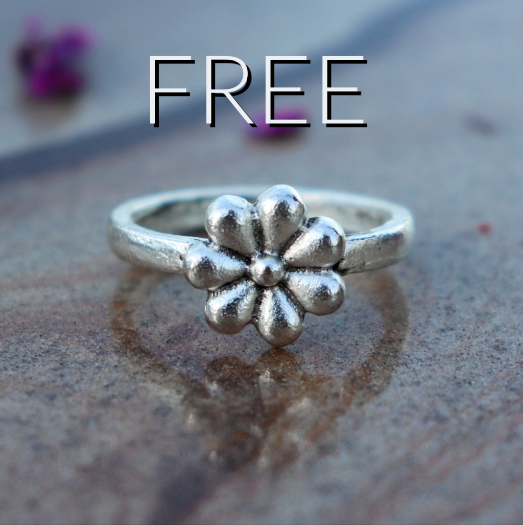 Flower Design Silver Band Ring